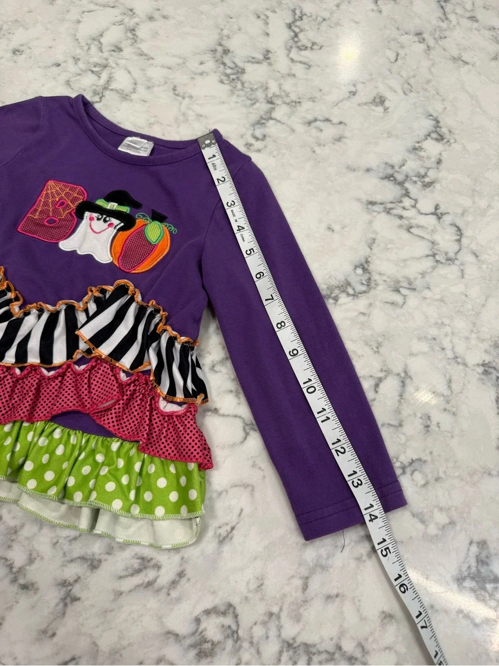 Girls 2-3Y Halloween Boo Ghost Ruffle Top & Pants Set